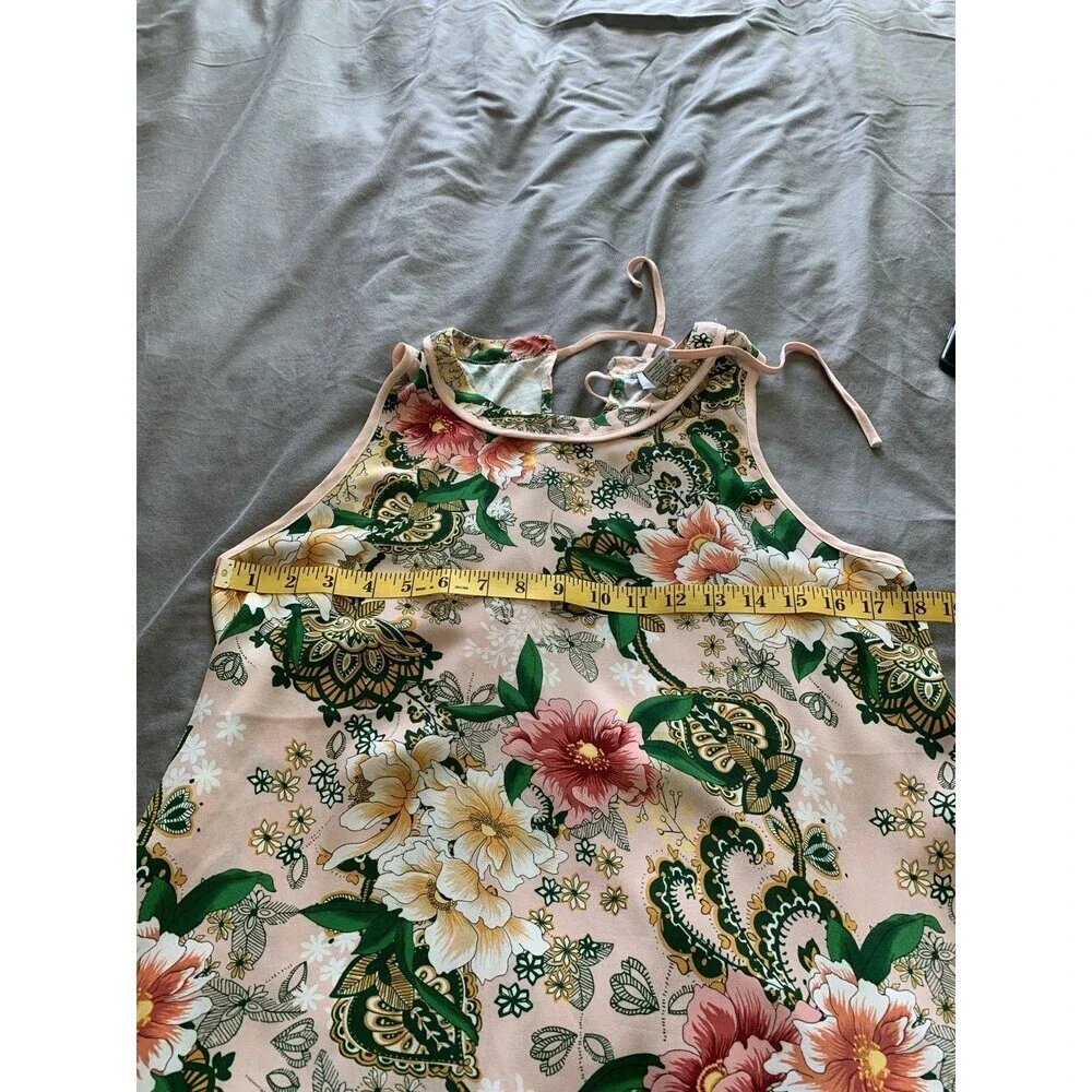 Carmen Marc Valvo Blossom Floral Print Multicolor Sleeveless Top Blouse Small - Picture 4 of 5